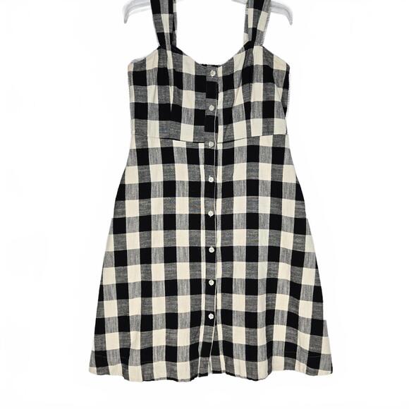 Dresses & Skirts - Rachel Roy XXL Black White Gingham Cotton Midi Dress Button Front Pockets